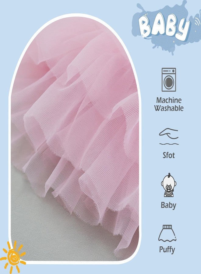 Baby Amabc Baby Girls Soft Fluffy Tutu Skirt with Diaper Cover, Tulle Dress Skirt 3 Layers Soft for Newborn,Toddler Pink - Image 4