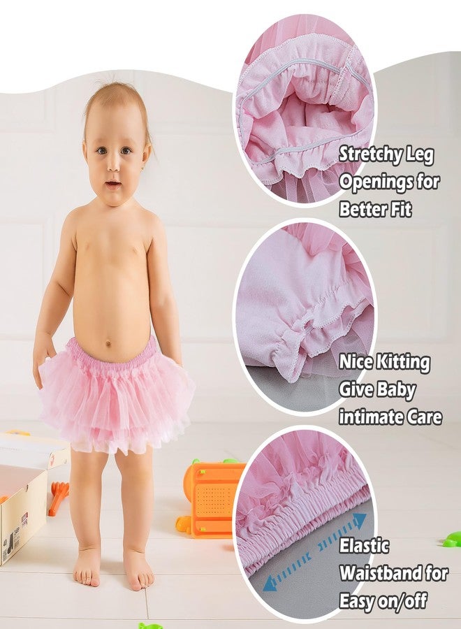 Baby Amabc Baby Girls Soft Fluffy Tutu Skirt with Diaper Cover, Tulle Dress Skirt 3 Layers Soft for Newborn,Toddler Pink - Image 2