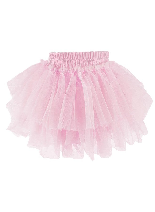 Baby Amabc Baby Girls Soft Fluffy Tutu Skirt with Diaper Cover, Tulle Dress Skirt 3 Layers Soft for Newborn,Toddler Pink - Image 1