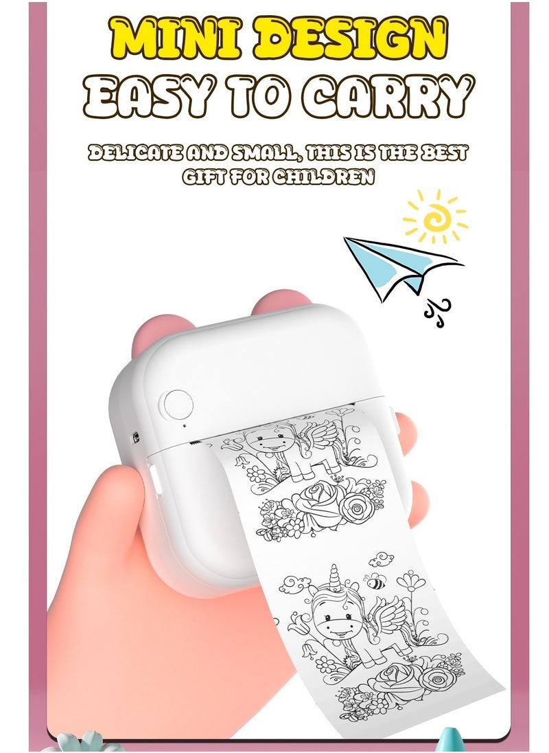 Generic - 3 in 1 Portable Printer + Night Light + Mirror, Wireless Bluetooth Photo Printer Portable Thermal Label Printer - Mini Printer, Mini Receipt Printer Compatible with IOS and Android, Pink - Image 1