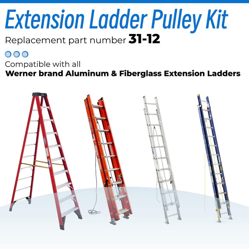 Sconva 31-12 Extension Ladder Pulley Replacement Kit Compatible With Werner Brand Aluminum & Fiberglass Extension Ladders - Image 3