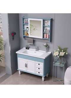 Generic Washbasin Cabinet Combination Ceramic All-in-One Basin Washbasin Washbasin Small Apartment Floor-type Washbasin Cabinet Toilet-Color:Peacock Blue-62cm Cabinet With Basin And No Style  - Image 4