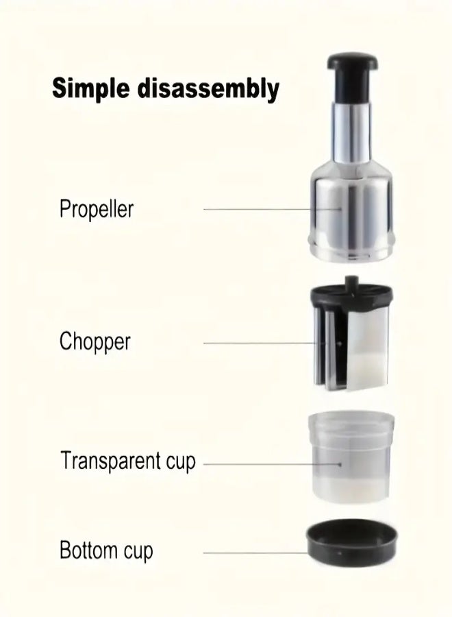 AROAQ Manual Food Chopper - Versatile Garlic Press and Dicer for Onions, Nuts, Fruits & Vegetables | Durable, Safe Metal Structure | Perfect Kitchen Tool, No Electricity Required, Garlic Mincer - Image 4