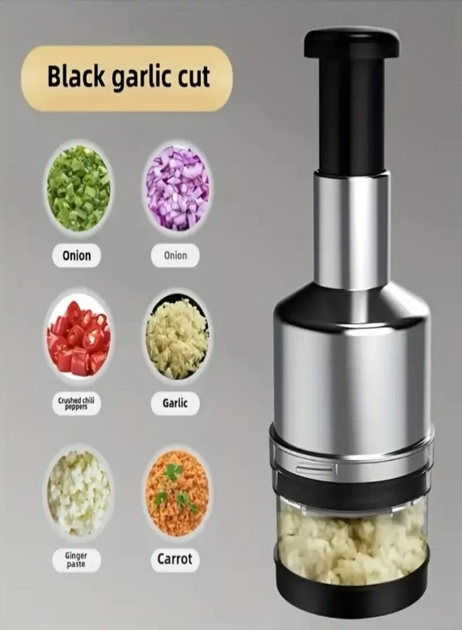 AROAQ Manual Food Chopper - Versatile Garlic Press and Dicer for Onions, Nuts, Fruits & Vegetables | Durable, Safe Metal Structure | Perfect Kitchen Tool, No Electricity Required, Garlic Mincer - Image 2
