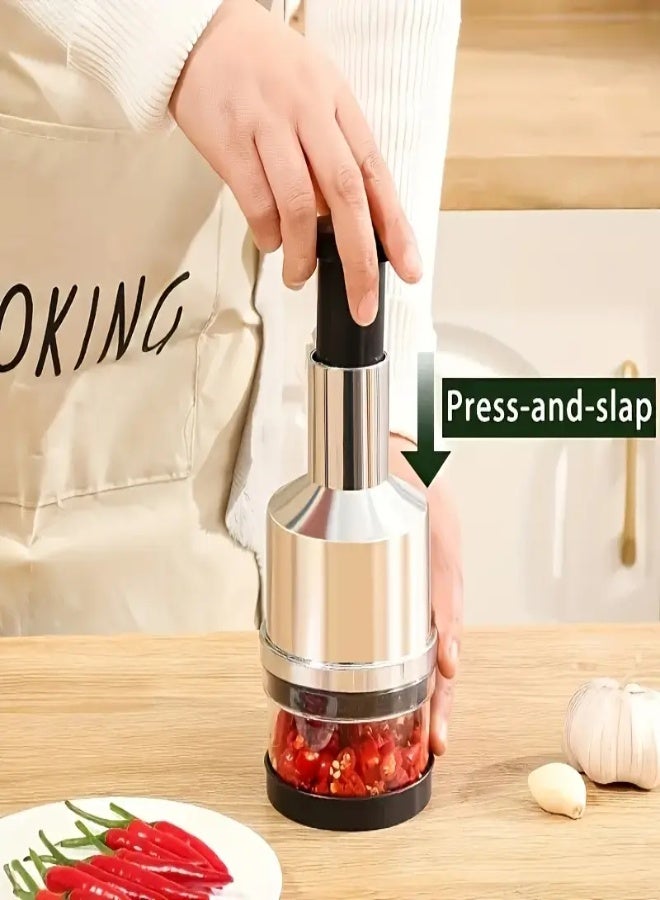 AROAQ Manual Food Chopper - Versatile Garlic Press and Dicer for Onions, Nuts, Fruits & Vegetables | Durable, Safe Metal Structure | Perfect Kitchen Tool, No Electricity Required, Garlic Mincer - Image 5