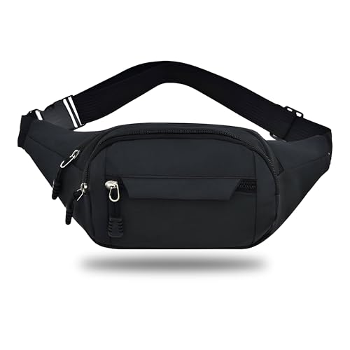 Kraptick Premium Unisex Waist Bag for Men and Women - Stylish Fanny Pack, Hip Bag, Travel Money Belt -DMFP138- (Black) - Image 1