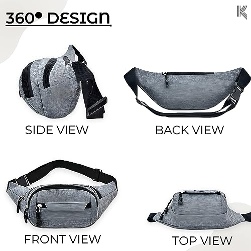 Kraptick Premium Unisex Waist Bag for Men and Women - Stylish Fanny Pack, Hip Bag, Travel Money Belt -DMFP138- (Black) - Image 4