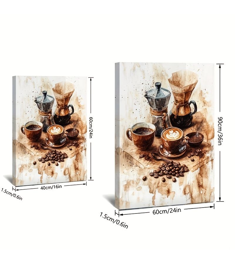 Coffee Time Oil Painting Canvas Art 15.7x23.6 Inch Wall Decor Machine Mugs - Image 4