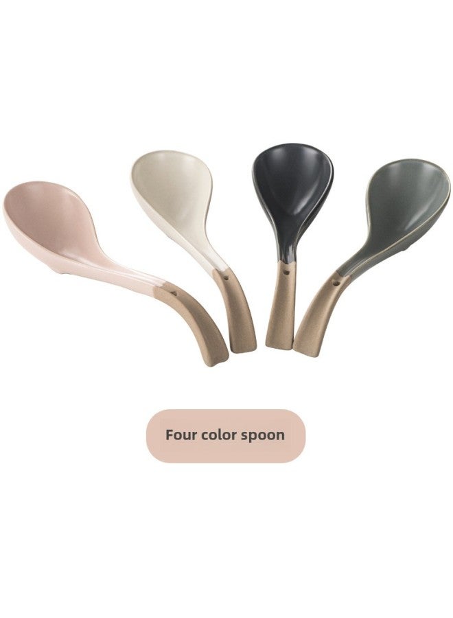 French Retro Four-color Small Soup Spoon Spicy Hot Bowl Noodle Restaurant Special Nut Powder Bucket Bowl Two-color Soup Bowl Spoon-Specifications:Four-color Small Spoon  - Image 1