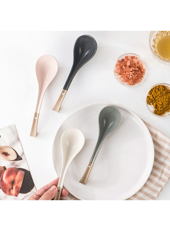 French Retro Four-color Small Soup Spoon Spicy Hot Bowl Noodle Restaurant Special Nut Powder Bucket Bowl Two-color Soup Bowl Spoon-Specifications:Four-color Small Spoon  - Image 5