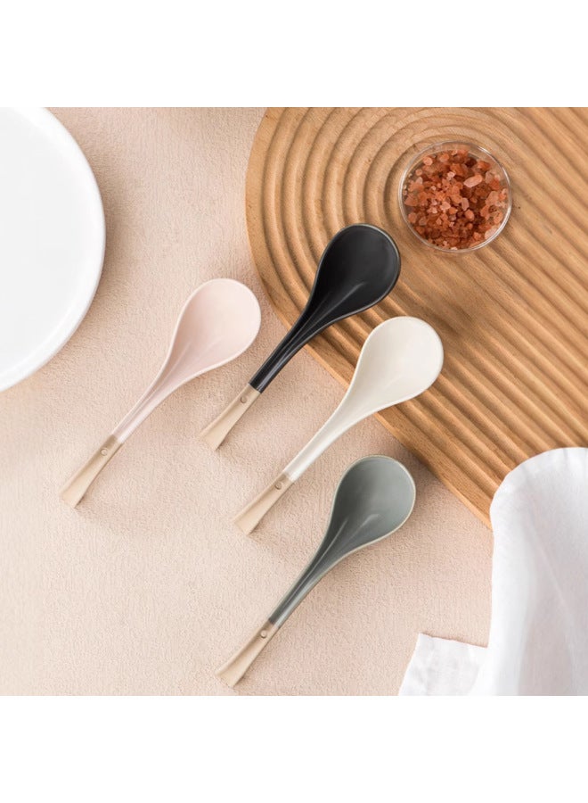 French Retro Four-color Small Soup Spoon Spicy Hot Bowl Noodle Restaurant Special Nut Powder Bucket Bowl Two-color Soup Bowl Spoon-Specifications:Four-color Small Spoon  - Image 3