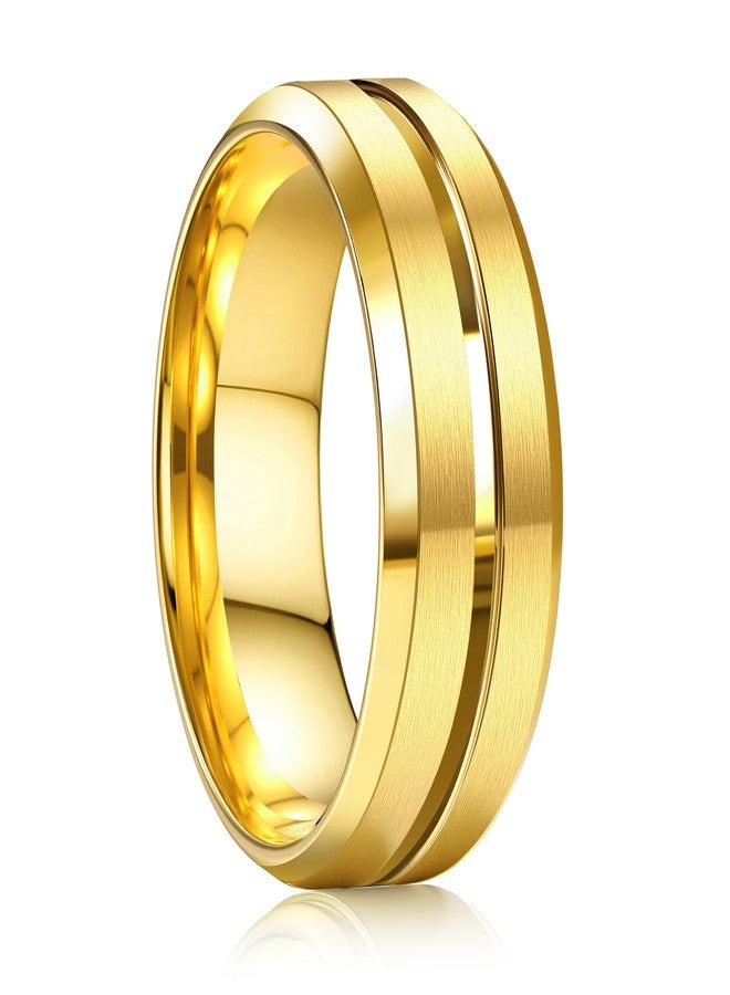 YADOCA Stainless Steel Wedding Band for Men Women - 8MM Wedding Rings Gold Silver Black Classic Groove Engagement Mens Rings Size 6-14 Comfort Fit, Metal, Cubic Zirconia - Image 1