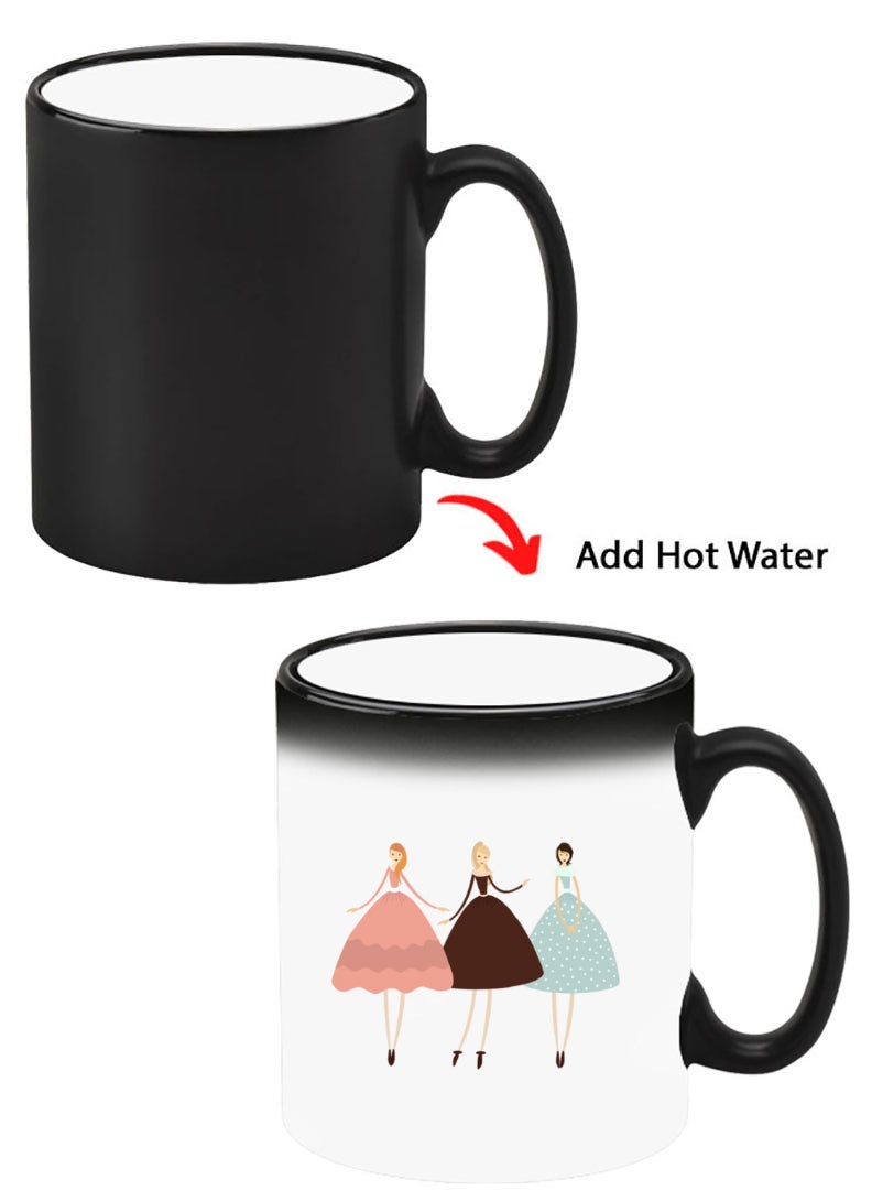 Theodor Color Changing Heat Sensitive Ceramic Mug, Image Revealed When HOT Liquid is Added! Pretty Girls Illustration - Image 1