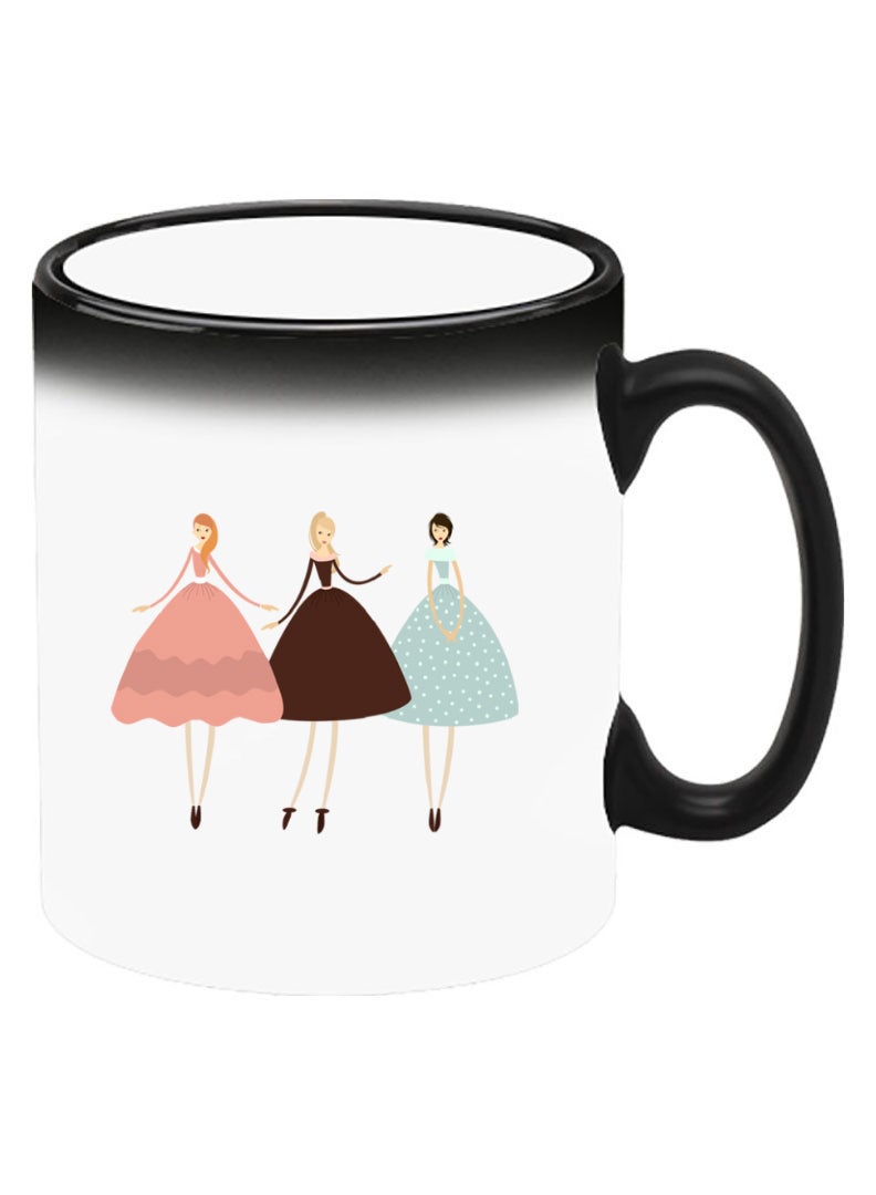 Theodor Color Changing Heat Sensitive Ceramic Mug, Image Revealed When HOT Liquid is Added! Pretty Girls Illustration - Image 2