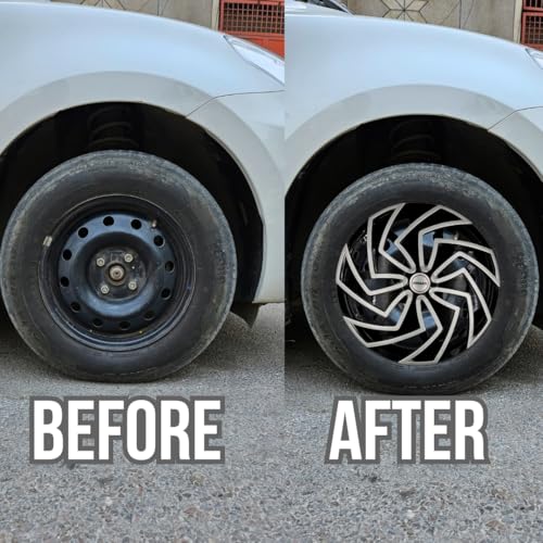Prigan Wheel Cover for Maruti EECO 13 Inch Silver Black Wheel Cap (Available in 12,13,14,15,16 Inch) (Set of 4 Pcs) (Press Fitting) Model- Spider DC-13 - Image 3