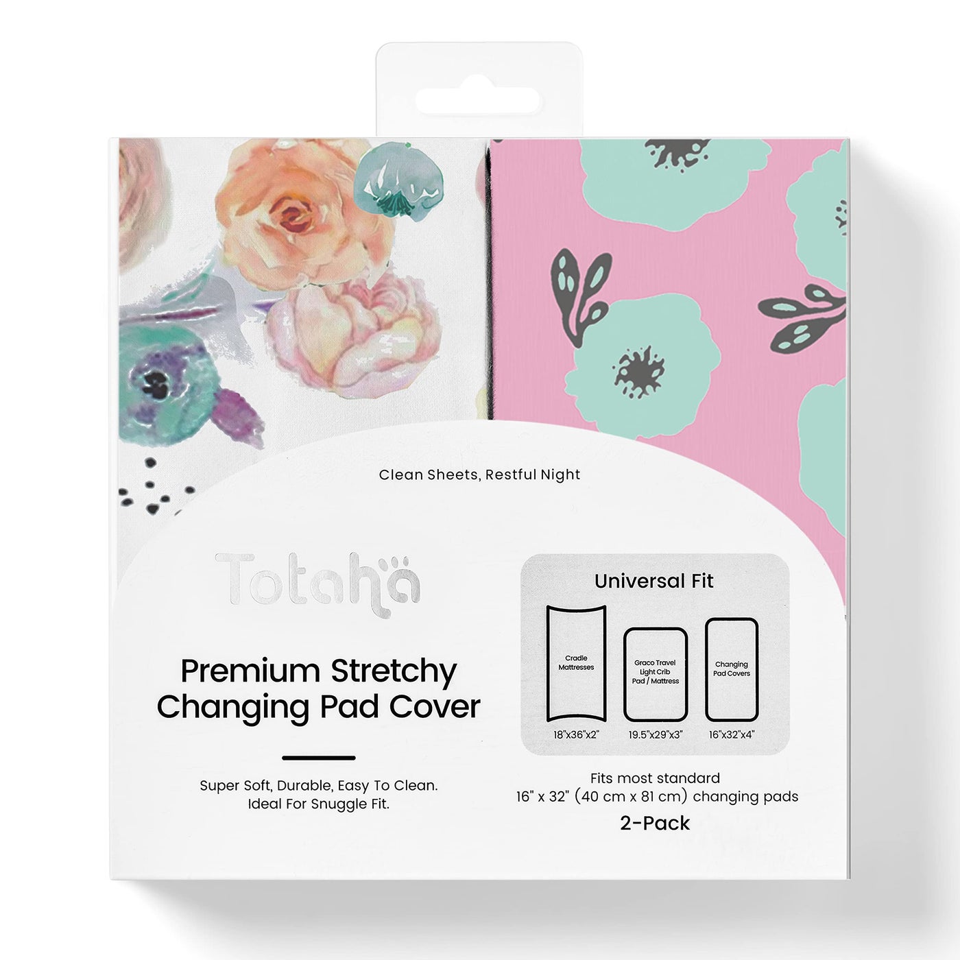 TotAha Premium Stretchy Changing Pad Covers 2PackHypoallergenic Silky Comfort Buttery Soft Calming Effect AllSeason JerseyKnit 32 X 16 X 5 Deep Pocket Colorful Flora Blue Flowers