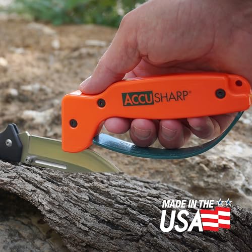 AccuSharp Knife Sharpener, Ergonomic Comfortable Handle, Compact & Easy to Use, Restore and Hone Straight & Serrated Knives, Blaze Orange - Image 4
