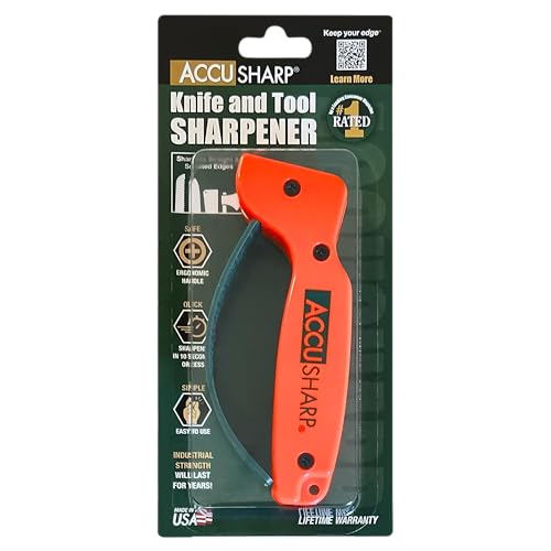 AccuSharp Knife Sharpener, Ergonomic Comfortable Handle, Compact & Easy to Use, Restore and Hone Straight & Serrated Knives, Blaze Orange - Image 3