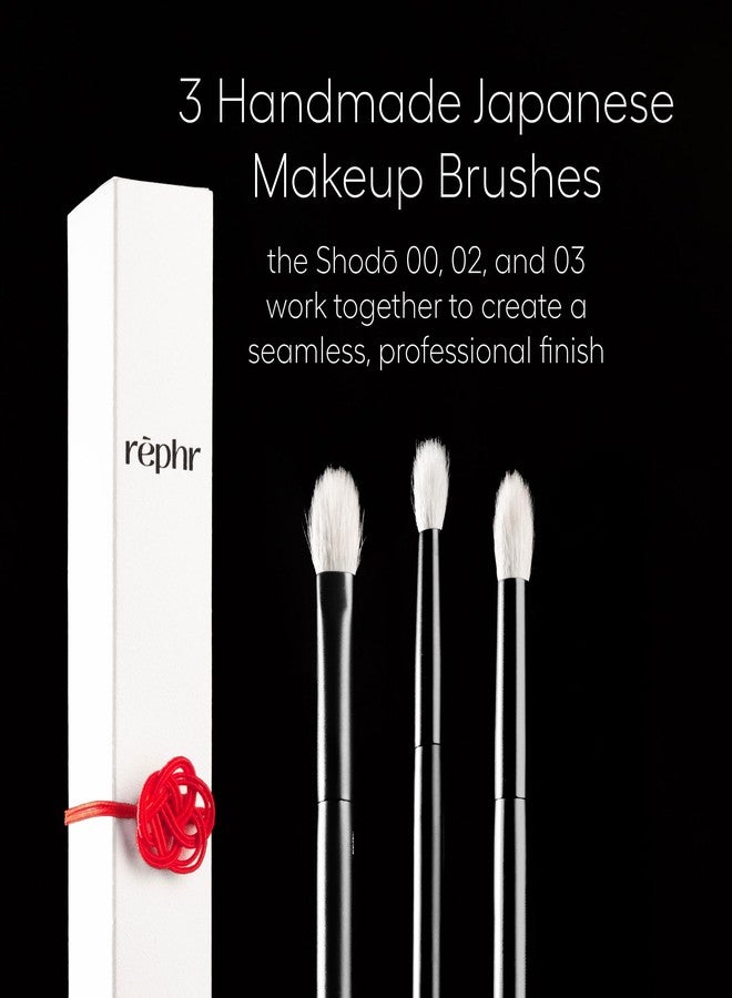 rephr Shodo Eye Set – 3 Handmade Japanese Makeup Brushes (Shodō 00, 02, 03) | Natural Goat Hair Bristles for Lid, Crease & Detail | Handade in Kumano, Japan - Image 2