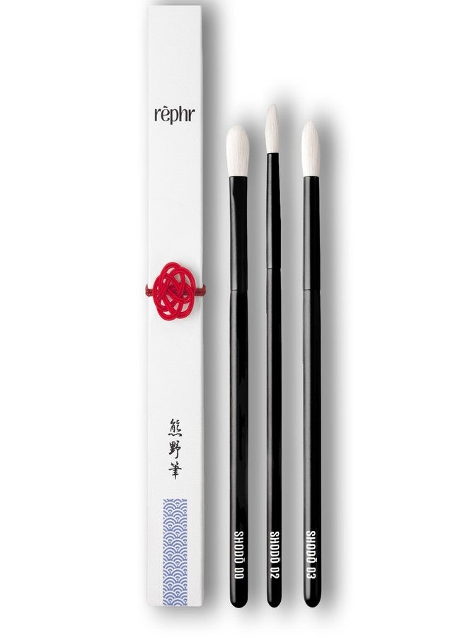 rephr Shodo Eye Set – 3 Handmade Japanese Makeup Brushes (Shodō 00, 02, 03) | Natural Goat Hair Bristles for Lid, Crease & Detail | Handade in Kumano, Japan - Image 1