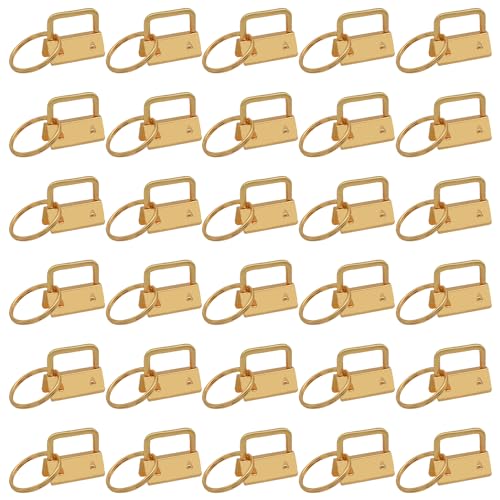 Uxney 1 Inch Gold Key Fob Hardware, 30 PCS Keychain Clamps with Split Rings for Wristlet Strap, Lanyard, Bag Tag Making and DIY Craft Supplies - Image 1