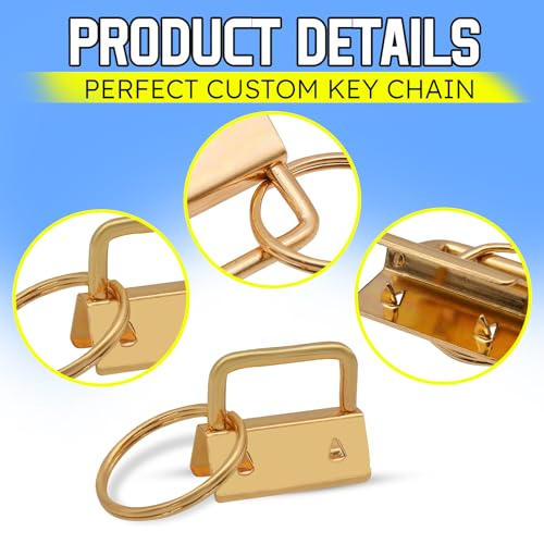 Uxney 1 Inch Gold Key Fob Hardware, 30 PCS Keychain Clamps with Split Rings for Wristlet Strap, Lanyard, Bag Tag Making and DIY Craft Supplies - Image 3