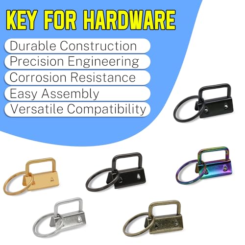 Uxney 1 Inch Gold Key Fob Hardware, 30 PCS Keychain Clamps with Split Rings for Wristlet Strap, Lanyard, Bag Tag Making and DIY Craft Supplies - Image 4