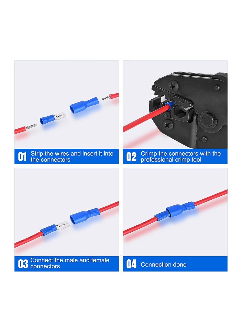Generic - 280PCS Crimp Connectors 2.8mm 4.8mm 6.3mm Male And Female Spade Connector Kit 15 Types Crimp Terminals Electrical Connectors Includes Spade Ring Fork Wire Connectors - Image 1