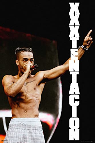 Poster Foundry XXXtentacion Poster Concert Pointing XXXtentacion Merch Bad Vibes Forever XXX 17 Album Art Skins Trap Music Aesthetic XXXtenations Merch XXtentacion Tapestry Cool Wall Art Print Poster 12x18 - Image 1