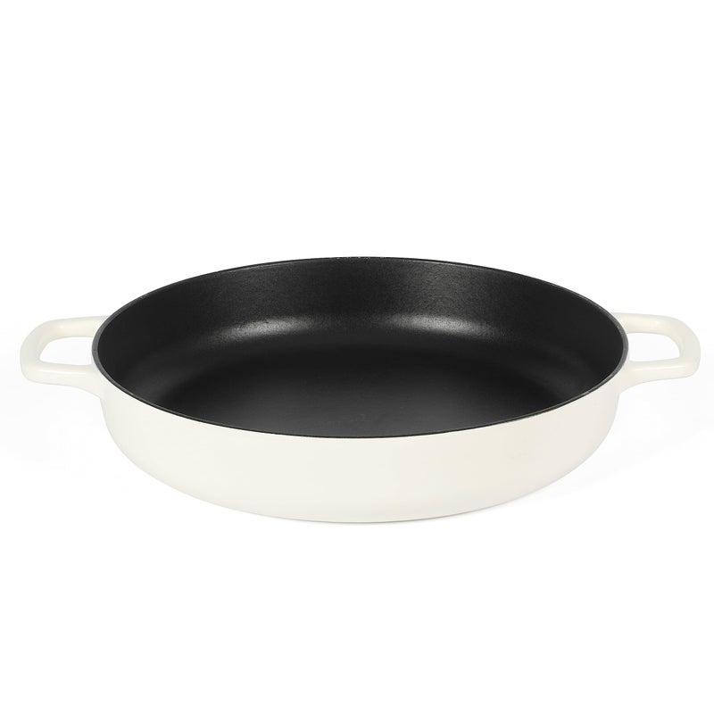 Sur La Table Kitchen Essentials Supper Club 3.75 Quart Enamel Cast Iron All In One Multi-Purpose Non-Toxic Nonstick Braiser Pan W/Borosilicate Glass Lid - Eggshell White - Image 5