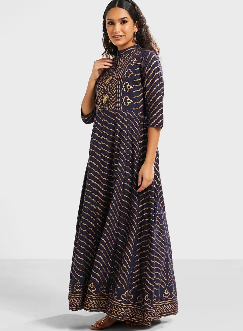 kolaba Printed Button Detail Kurta
