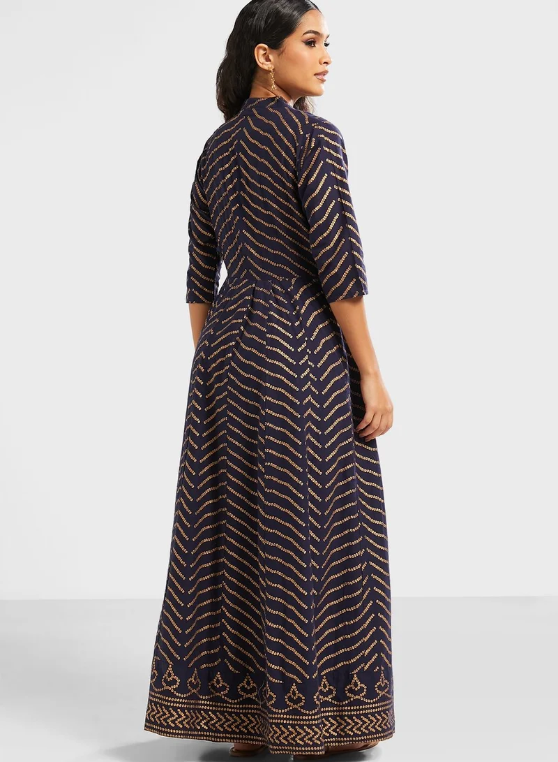 kolaba Printed Button Detail Kurta