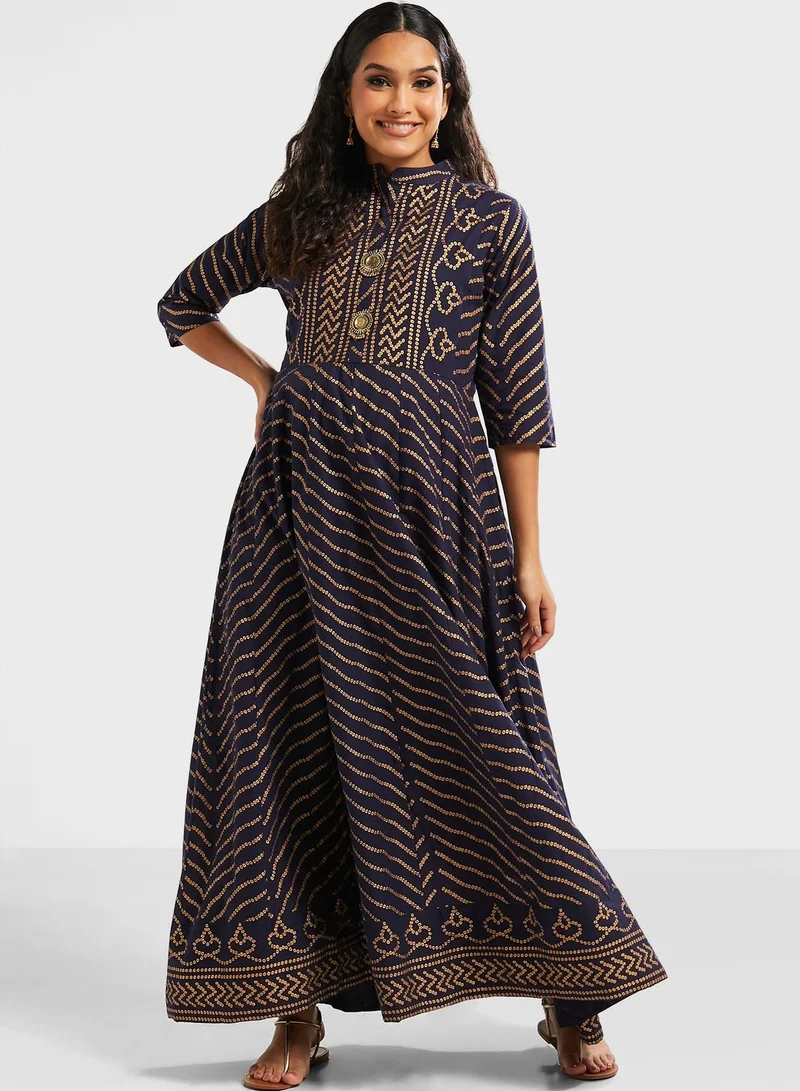 kolaba Printed Button Detail Kurta