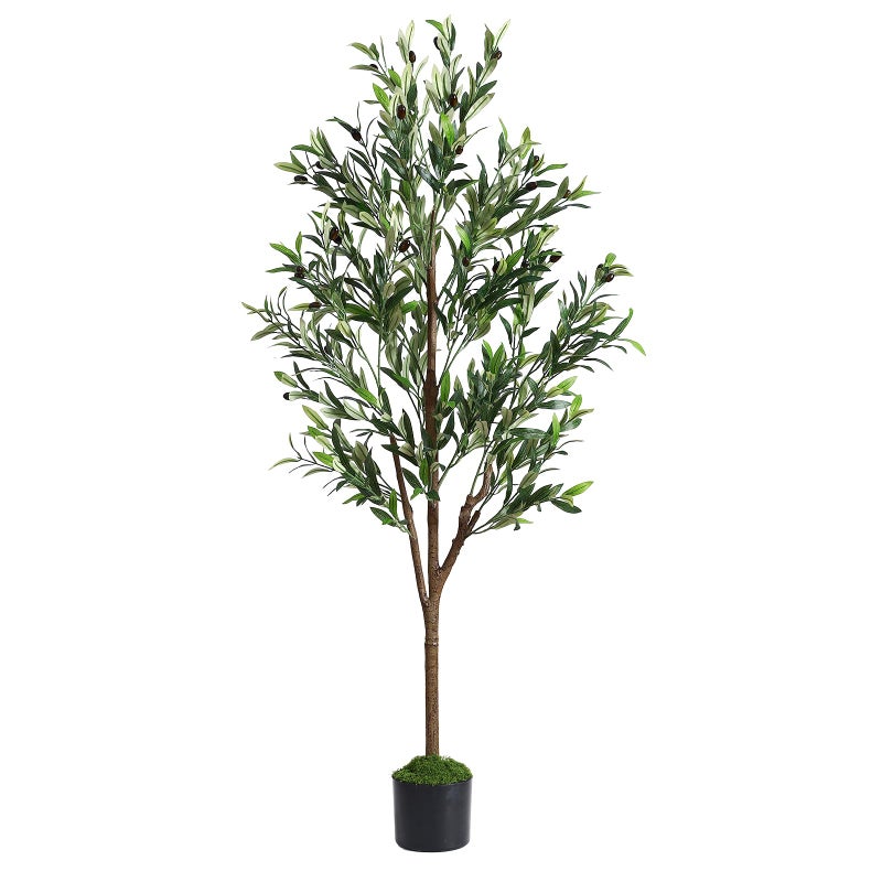 Alupssuc 5ft Olive Tree Artificial Indoor, Fake Tree Potted Faux Olive Trees with Lifelike Fruits and Realistic Leaves, Artificial Plants Indoor Fake Plants for Modern Home Office Living Room Decor - Image 1