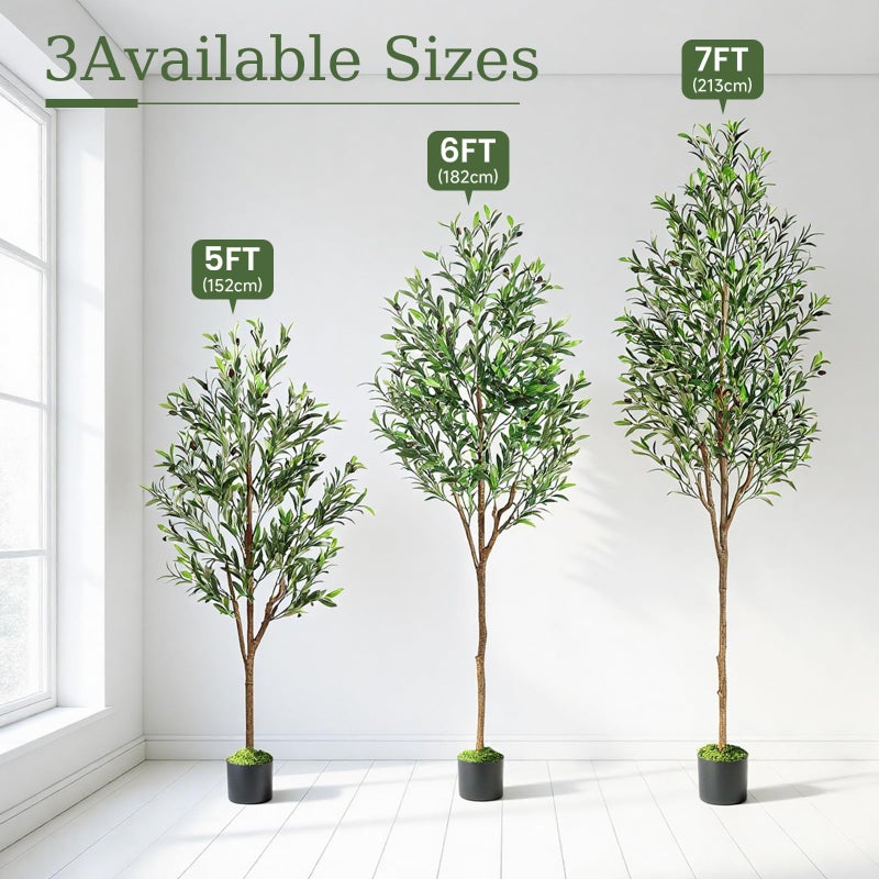 Alupssuc 5ft Olive Tree Artificial Indoor, Fake Tree Potted Faux Olive Trees with Lifelike Fruits and Realistic Leaves, Artificial Plants Indoor Fake Plants for Modern Home Office Living Room Decor - Image 5