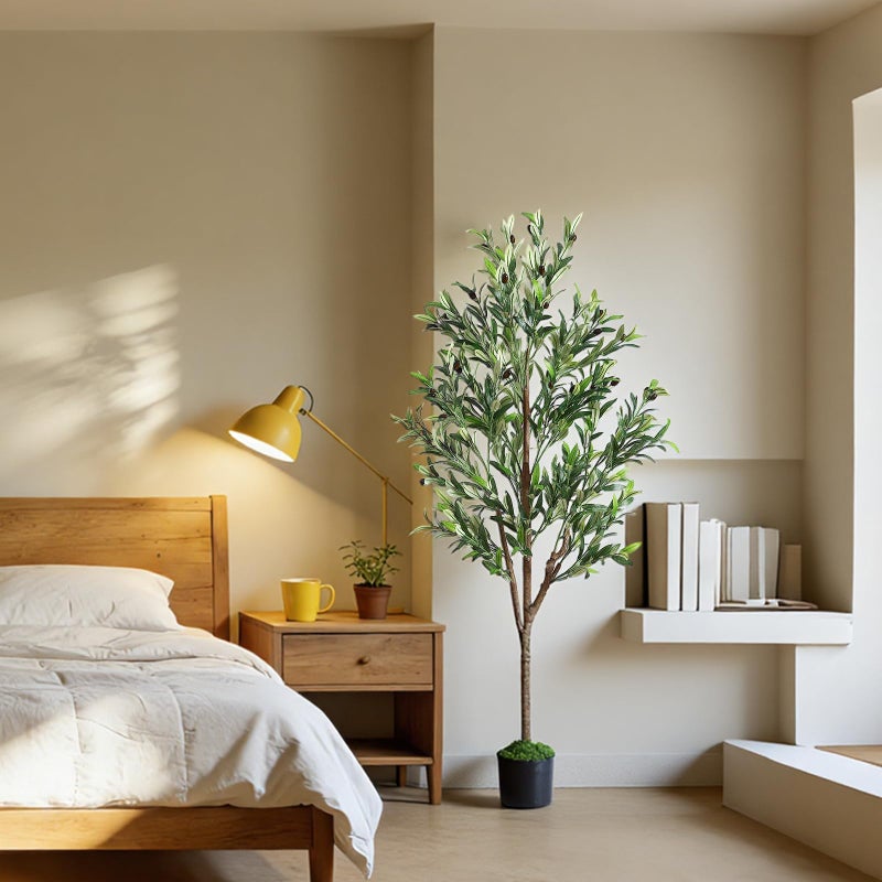 Alupssuc 5ft Olive Tree Artificial Indoor, Fake Tree Potted Faux Olive Trees with Lifelike Fruits and Realistic Leaves, Artificial Plants Indoor Fake Plants for Modern Home Office Living Room Decor - Image 4