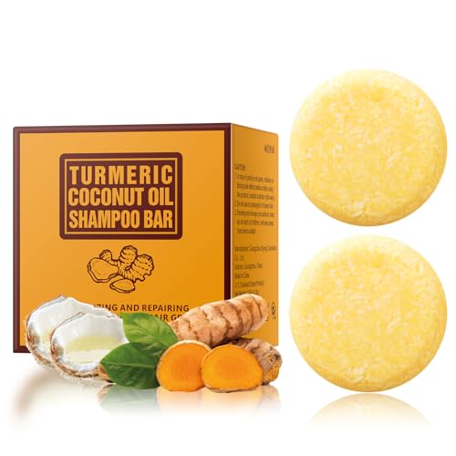 2 Pack Ginger Hair Regrowth Shampoo Bar Turmeric Soap for Hair Growth Natural Ginger Solid Bars for Thinning Strengthen Curly Oily Hair Anti Hair Loss Travel Deep Cleansing Women Men 423OZ120g