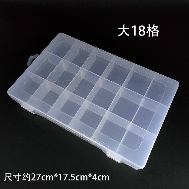 Generic Home Clear Plastic Covered Storage Box for Accessories Large 18-compartment storage box