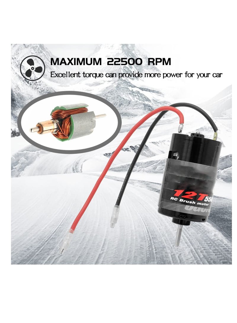 Excefore Motor 550 12T Brushed Motor, for Traxxas 1/10 Slash 2WD/Traxxas Slash 4WD (Part:#3785), Redcat ARRMA AXIAL HSP HPI Wltoys Kyosho HELION, RC Car Boat Parts - Image 2