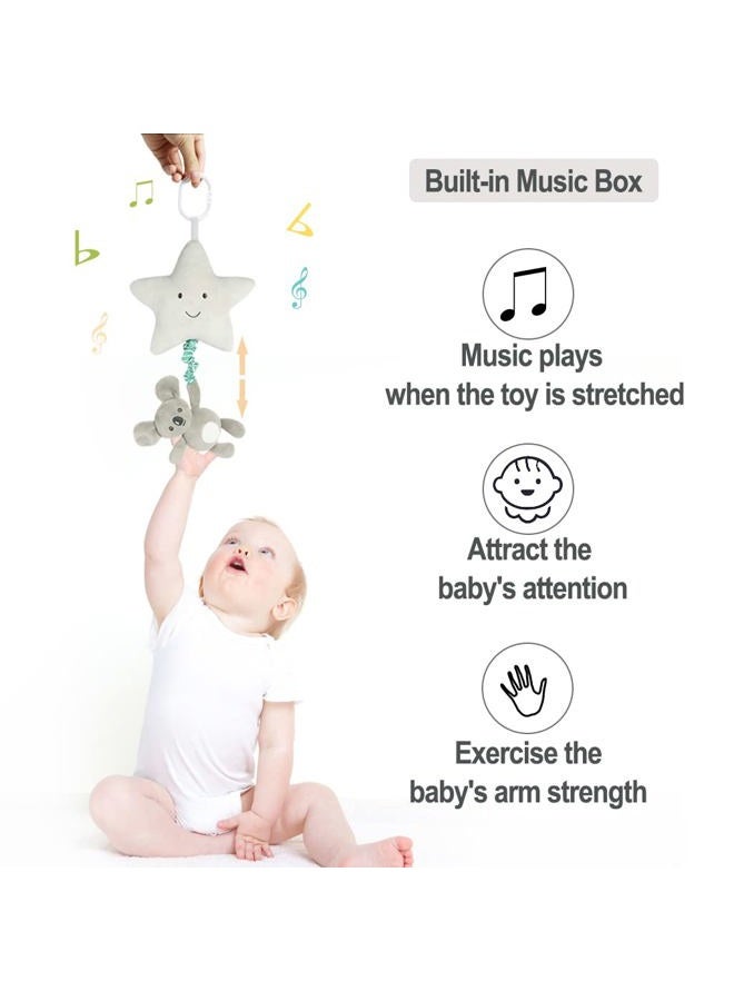 Blublu Park Baby Hanging Musical Toy With Music Box, Lullaby Pull Sensory for Babies Boys and Girls, Clip On Infant Pram Pushchair Cribs Strollers Car Seats, Star - Image 2