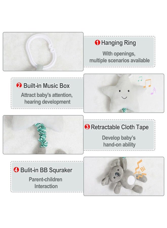 Blublu Park Baby Hanging Musical Toy With Music Box, Lullaby Pull Sensory for Babies Boys and Girls, Clip On Infant Pram Pushchair Cribs Strollers Car Seats, Star - Image 4