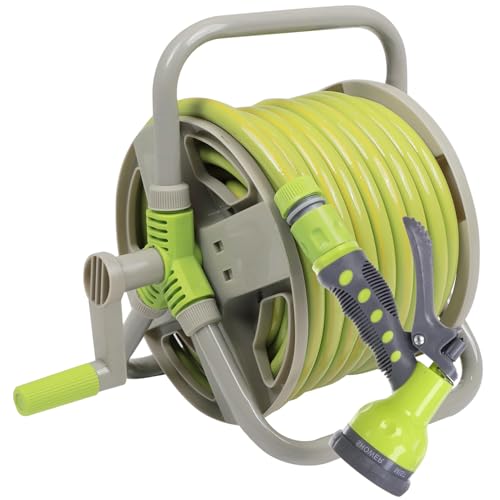 Neptune Simplify Farming Retractable Garden Hose Reel | Secure and Stable Hose Pipe 15 Meters | with 7-Patterns Spray Nozzle | Compact Design for Effortless Storage and Transport - Small - Image 1