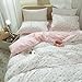 mixinni White Pink Floral Duvet Cover Queen Size Girls Garden Style 100 Cotton Leaves Pink Flower Bedding Duvet Cover Set with Zipper Ties for Teenage GirlsQueen Size - Image 2