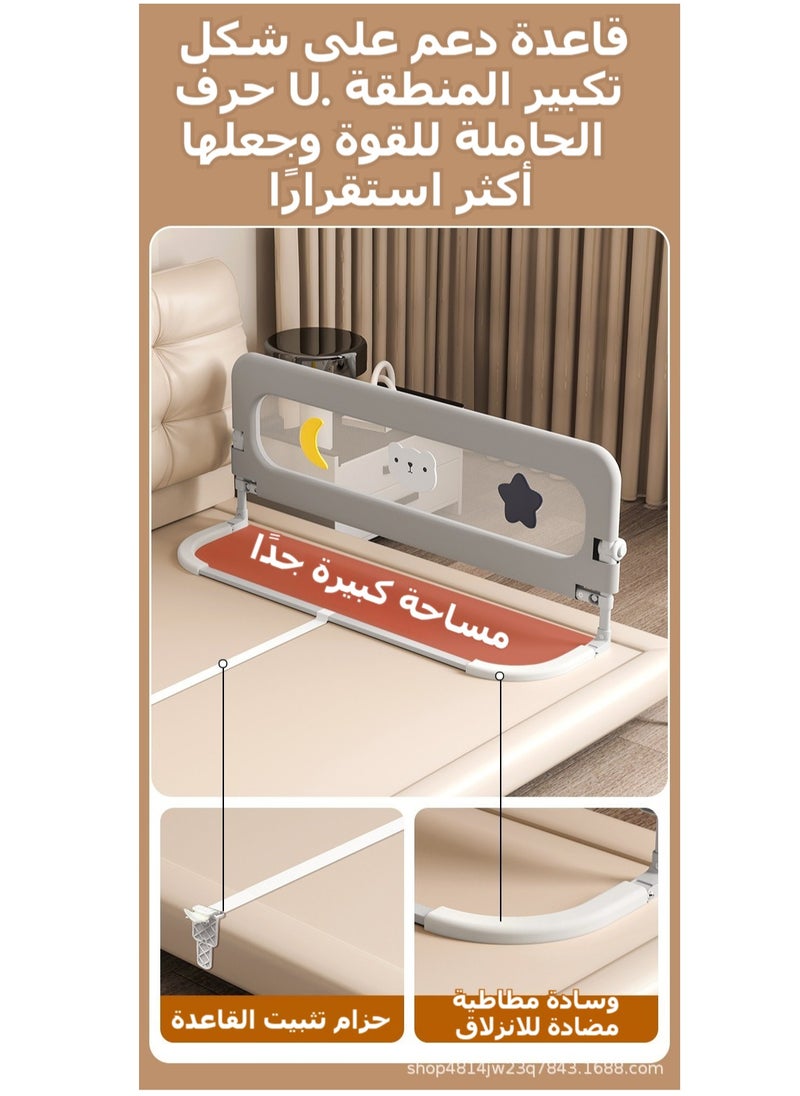شو وو - حاجز حماية للسرير للأطفال الصغار قابل للتعديل الارتفاع، حاجز سرير طويل للغاية قابل للطي للأطفال الصغار مع مرساة معززة، حاجز حماية جانبي لسرير الأطفال، سرير مزدوج، سرير كوين، سرير كينج، سرير كامل الحجم، رمادي - Image 1