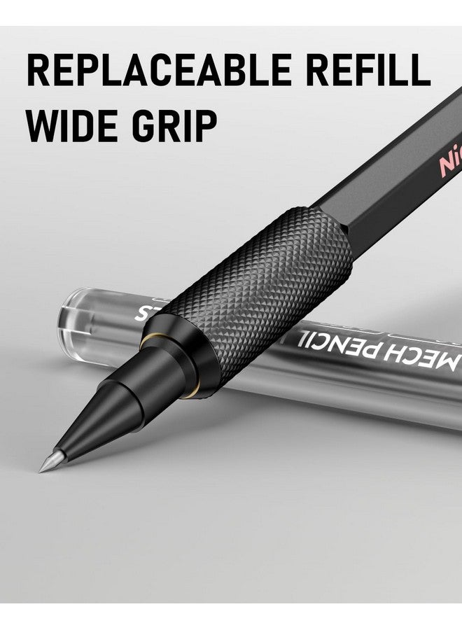 نيكبرو مجموعة أقلام رصاص ميكانيكية 2 مم مع حافظة، 12 عبوة رصاص سوداء، 12 عبوة رصاص ملونة، ممحاة - حامل رصاص معدني مقاوم للعوامل الجوية Mp2000، قلم رصاص نجار شديد التحمل للكتابة والرسم والنجارة - Image 3