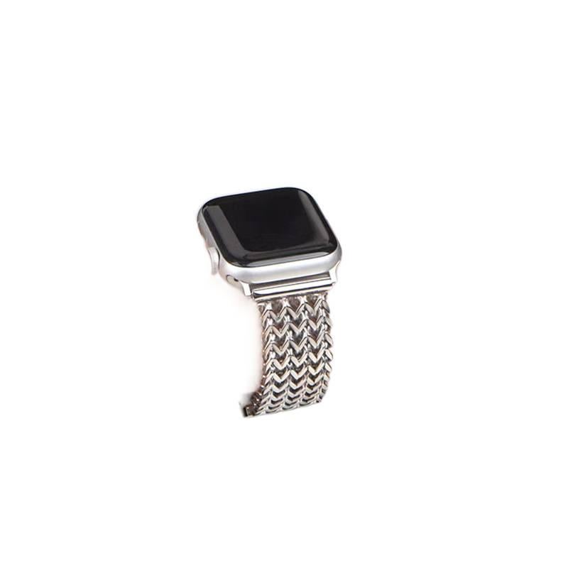 سوار ساعة ذكية سوار نايلون حلقي متوافق باللون فضي قابل للتعديل مع Apple Watch 38/40/41/42/44/45/49mm بملاءمة قابلة للتعديل وحزام بديل - Image 5