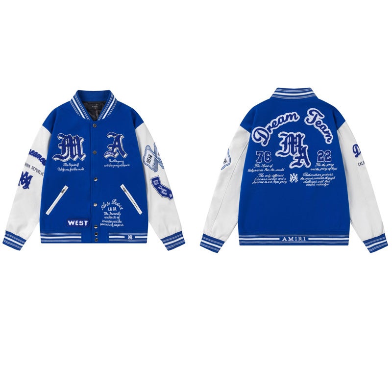 Correct Version】Am1Ri Embroidered Bone Print Pilot Casual Jacket For Men And Women, Winter Baseball Jacket - Image 1