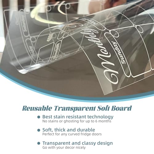Clever Clean Clear Non-Magnetic Calendar Set for Fridge - Dry Erase Transparent Monthly, Weekly Calendar and Blank Board - Sticks to Wall, Glass, Door, Any Smooth Surfaces - Image 2