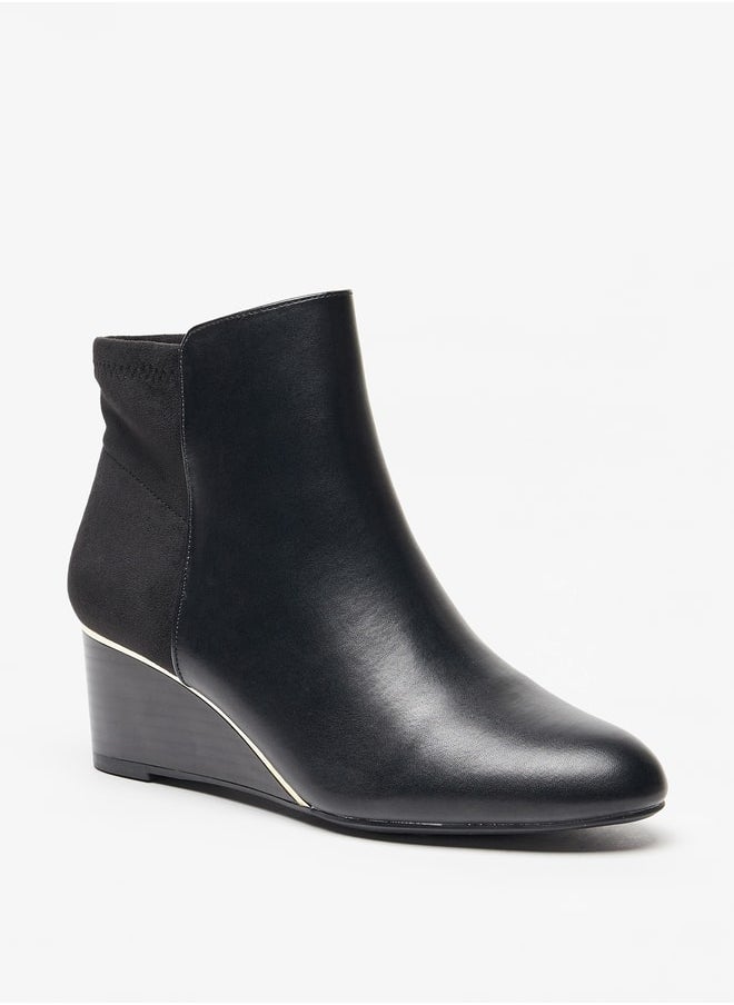 Celeste Women's Solid Ankle Boots with Wedge Heel and Zip Closure  - Image 1