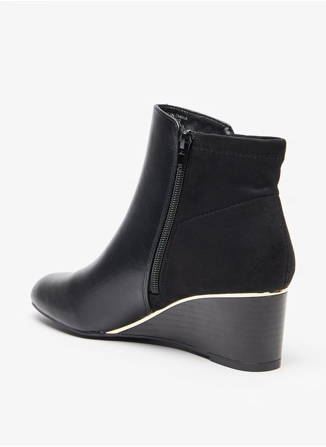 Celeste Women's Solid Ankle Boots with Wedge Heel and Zip Closure  - Image 3